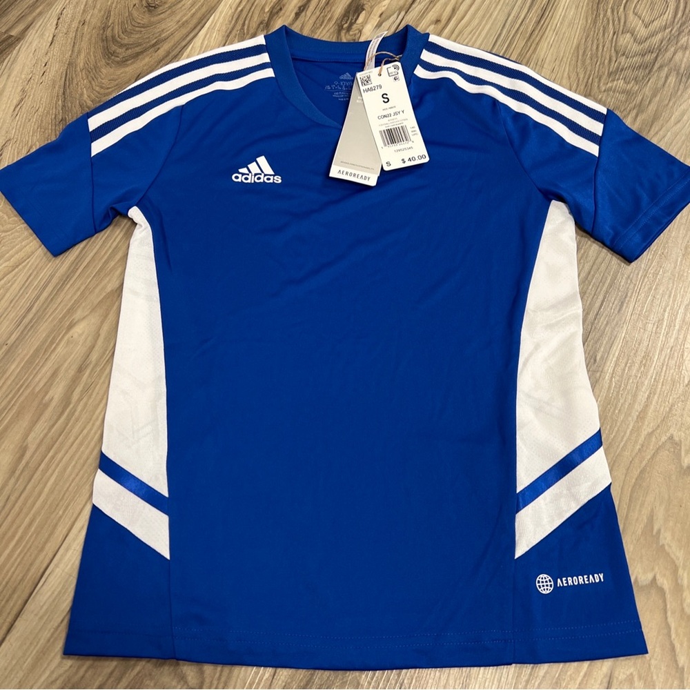 adidas Condivo22 Jersey Football Soccer T-Shirts Blue Youth Small HA6279 NWT